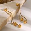 Youthway Double Chain Stainless Steel Bead Tassel Earrings Gold Color Metal Charm Temperament Party Jewelry Anti Allergic