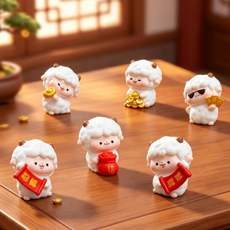 2027 Goat Year Miniature Ornaments Zodiac Cartoon Lucky Sheep Diy Car Decoration Office Desktop Decor Ornaments