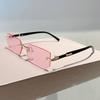 Retro Sunglasses Men Brand Designer Fashion Rimless Sun Glasses Cutting Lens Ladies Frameless Eyeglasses Uv400 Shades
