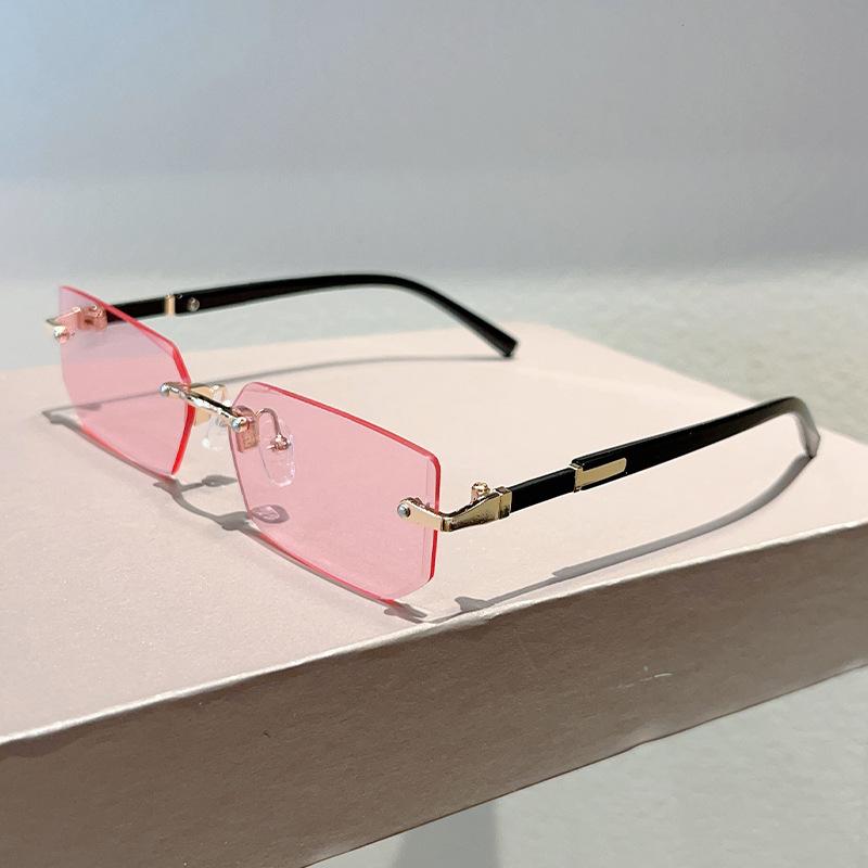 Retro Sunglasses Men Brand Designer Fashion Rimless Sun Glasses Cutting Lens Ladies Frameless Eyeglasses Uv400 Shades