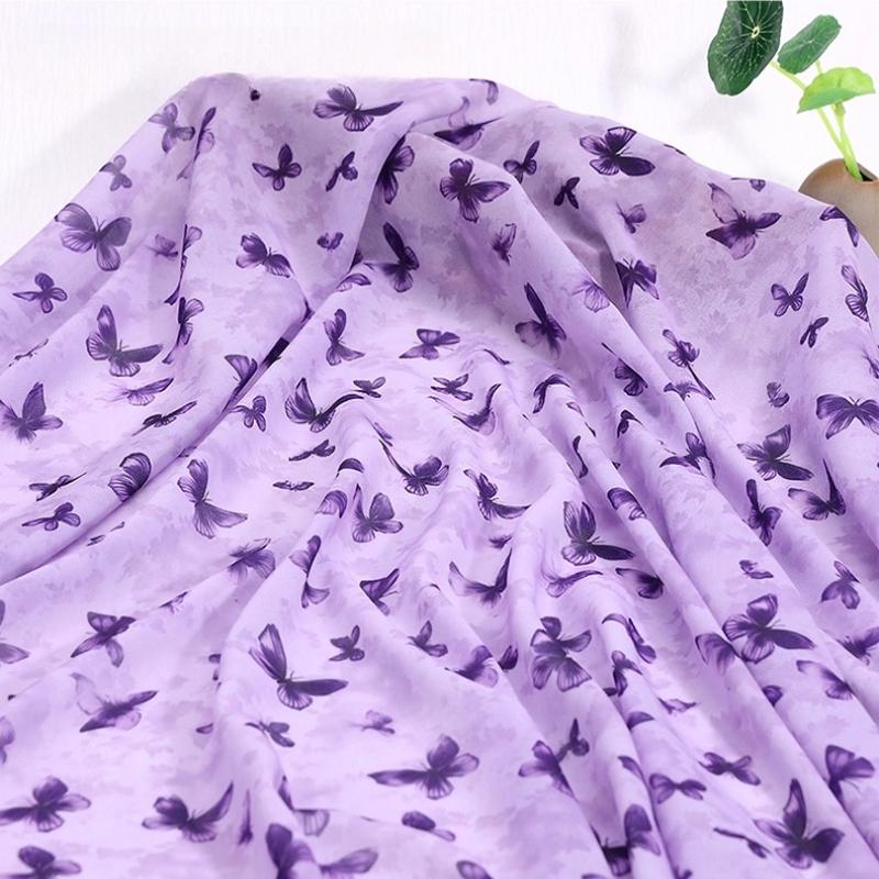 100x150cm 30D Printed Chiffon Ink Chinese Style Fabric Transparent for Sewing Skirt Gauze Scarf Clothing Fabric