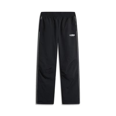 Li Ning Sports Fashion Series Straight Leg Letter Mid Waist Casual Pants Men Bottoms Black AYKU733-3