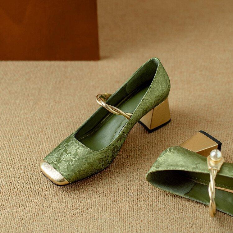 Fashion Summer Square Toe Ballet Shoes Fashion Low Heel Mary Jane Shoes Casaul Silver Shallow Buckle Soft Sole Shoes Zapatos De Mujer