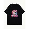 Oversized T Shirt Dress Black Cute Rainbow Unicorn Print For Casual Wear