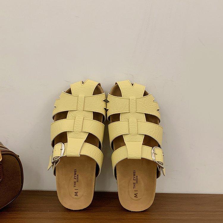 

Silver woven hollow Boken half slippers women s summer wear 2025 new breathable super fire one-pedal bag head sandals 35