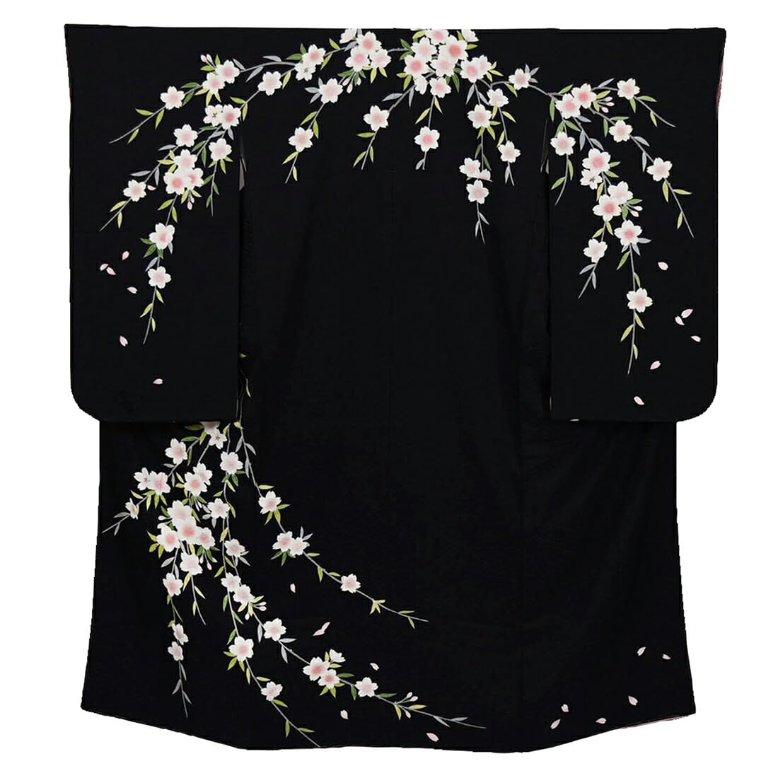 

7 Years Made in Japan Special Pure Large Weeping Cherry Celebratory Large Thirteenth Luxury Hiyoku 7 Years Black Shichi-Go-San Kimono, Old, [Nagomiya] чорний