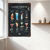 Vintage Klasická Kolekce Koktejlů Kovový Plechový Značka Bar Pub Domácí Dekorace Stěny s Ilustracemi 10 Nápojů Retro Míchačka na Koktejly Des