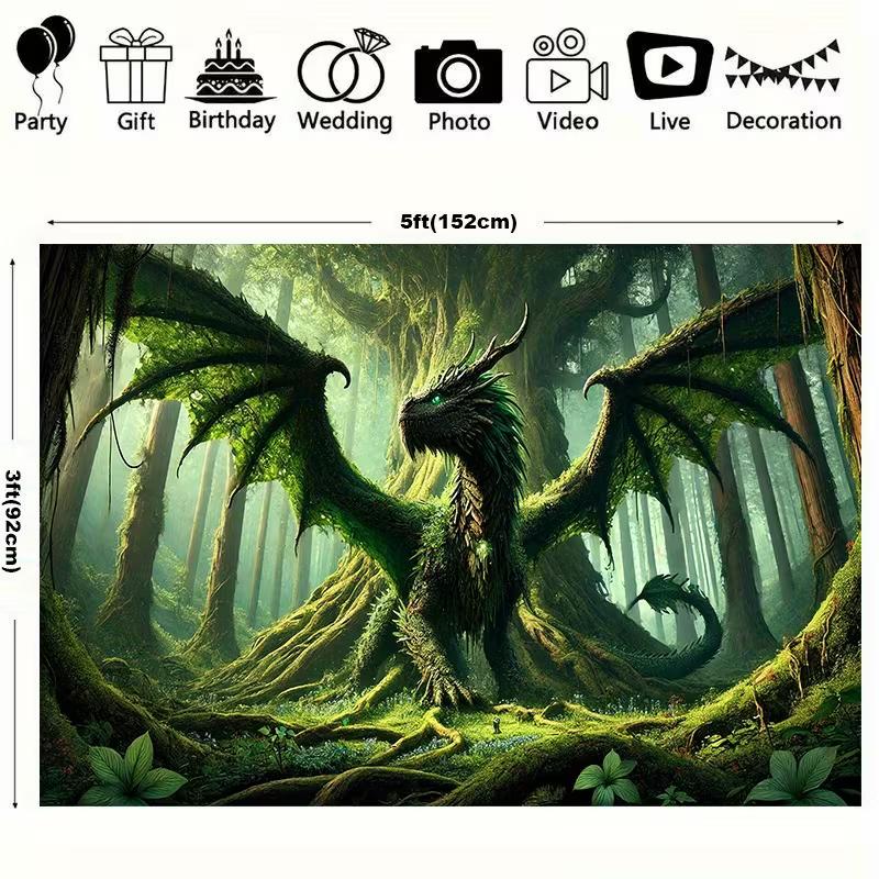 2D Magischer Grüner Drache Foto Hintergrund für Studio Fotoshooting