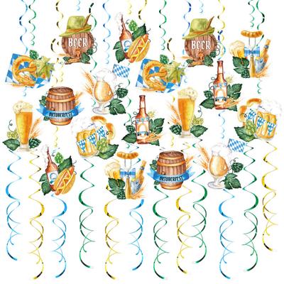 48 Pcs Oktoberfest Hanging Swirl Decorations Beer Festival Hanging Spiral Streamer Ceiling