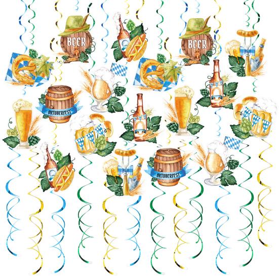 48 stk Oktoberfest Hengende Virveldekorasjoner Ølfestival Hengende Spiralstreamer Takdekor for Oktoberfest-temafestrekvisitter