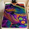 dinosaur Print Flannel Blanket, High quality Comfortable for All Seasons, Home Decor, Warmth and Comfort, Perfect for Christmas Gifts