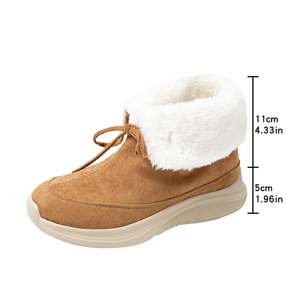 

Fashion Designer Style Woman Winter Wool Fleece Snow Boots Ladies Bowknot Lace Up Ankle Fur Booties Female Thick Plush Casual Botas 36