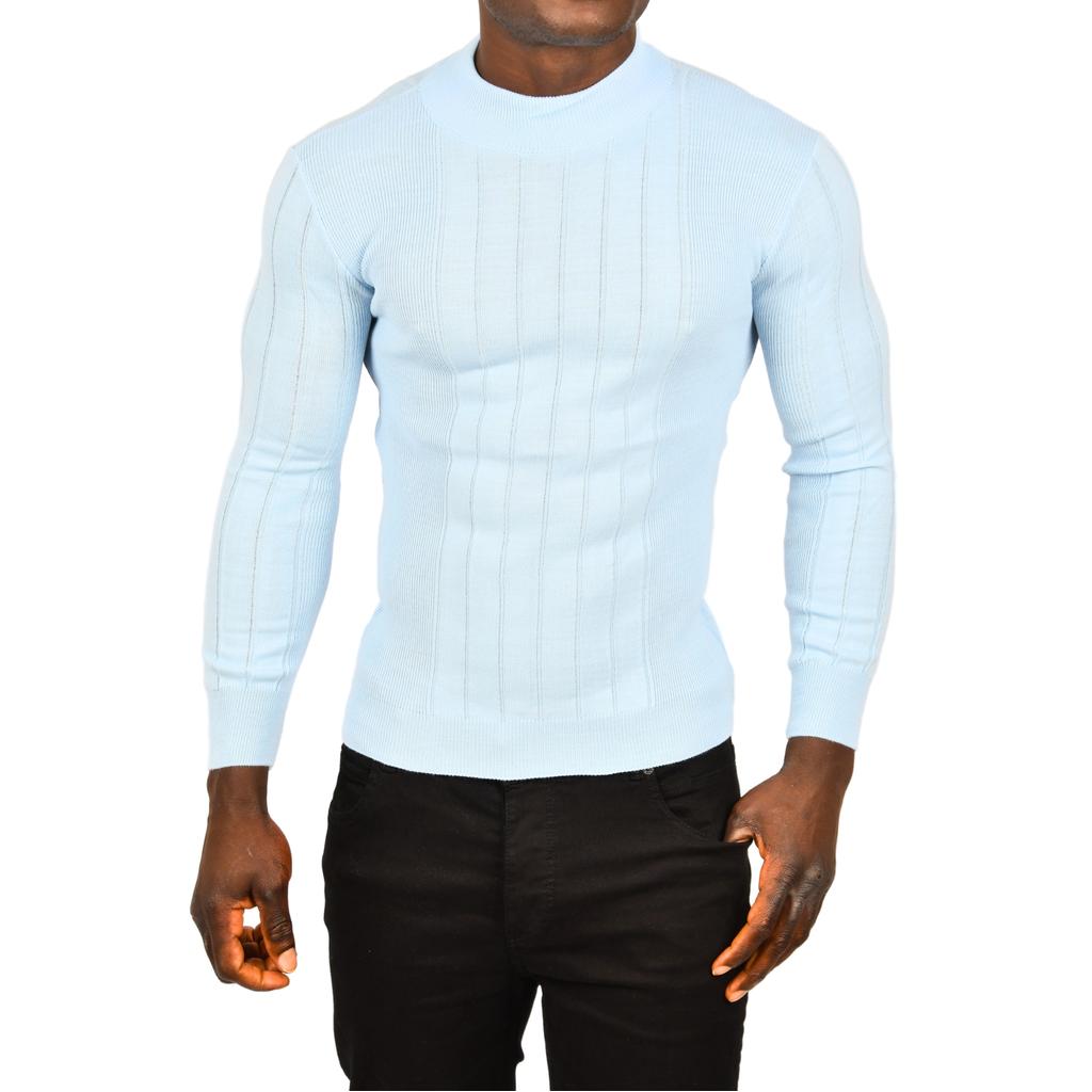 DeepSEA Yarım Balıkçı Yaka Çizgili Tüylenmeyen Slim Fit Triko Kazak 2505491