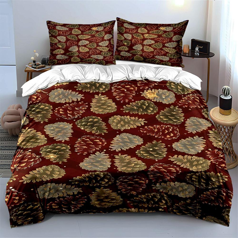 Golden and Silver Pinecones. Bedding Sets Duvet Cover Sets Duvet Covers Pillowcases(1 * Duvet Cover 2 * Pillowcases Without Duvet Insert)
