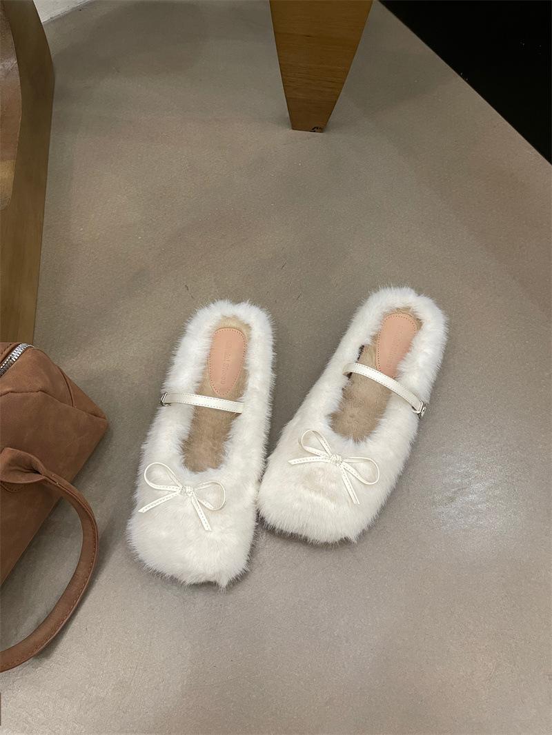 

2025 autumn and winter new velvet inner height increase bag head half drag women one pedal lazy gentle evening wool cotton slippers 40