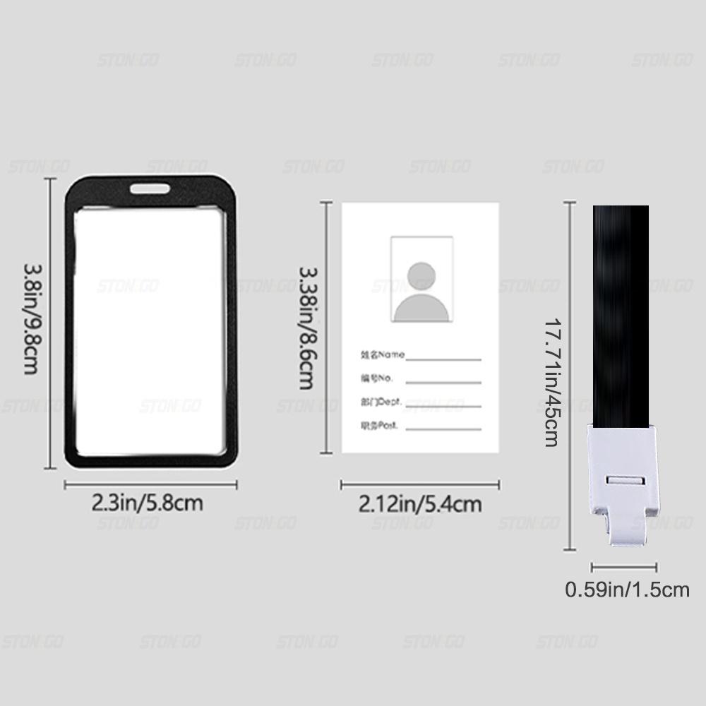 Vertical ID Name Card Case Aluminum Alloy Business Card Badge Holder Lanyard Strap Stonego Company Office Supplies