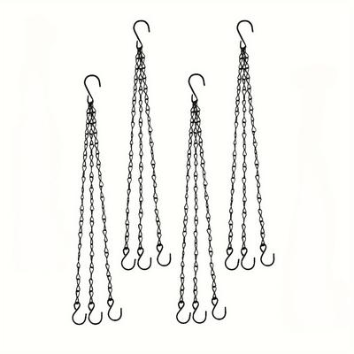 42cm Suspension Basket Chain, 3 Points Suspension Chain with Hook, Suitable for Flower Pot, Bird Feeder Lantern Light, Suspension Extension Chain