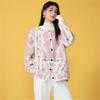 Sweaters Flower Coat Pink Cardigan Autumn Women Print O-Neck Bat Sweaters Knitting Loose Sweater Green