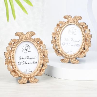 4Pcs Vintage Baroque Oval Photo Frame Mini Resin Picture Display Frame Home Bedroom Desktop Wedding Family Photo Holder Decoration