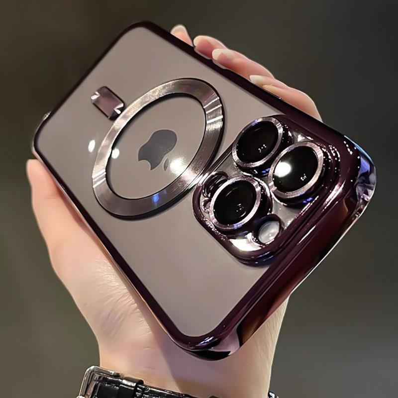 Gjennomsiktig galvanisert magnetisk deksel til iPhone 16 Pro Max 16 Plus 14 13 12 11 15 Pro Max For Magsafe trådløs lading telefondeksel