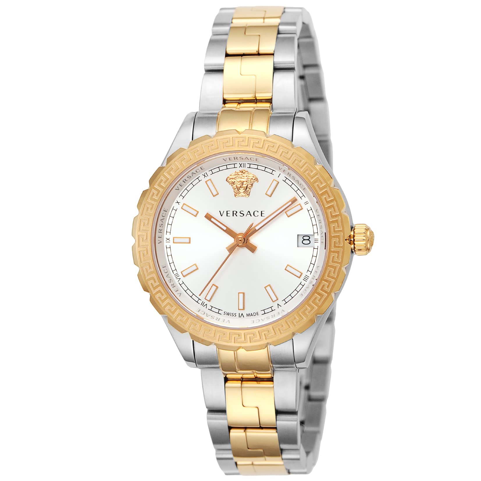 

Watch HELLENYIUM GMT Gold Dial Stainless Steel Sapphire Glass Quartz 35MM Swiss Watch V12030015 Gold [Versace] Silver/Yellow Women s [Item] білий