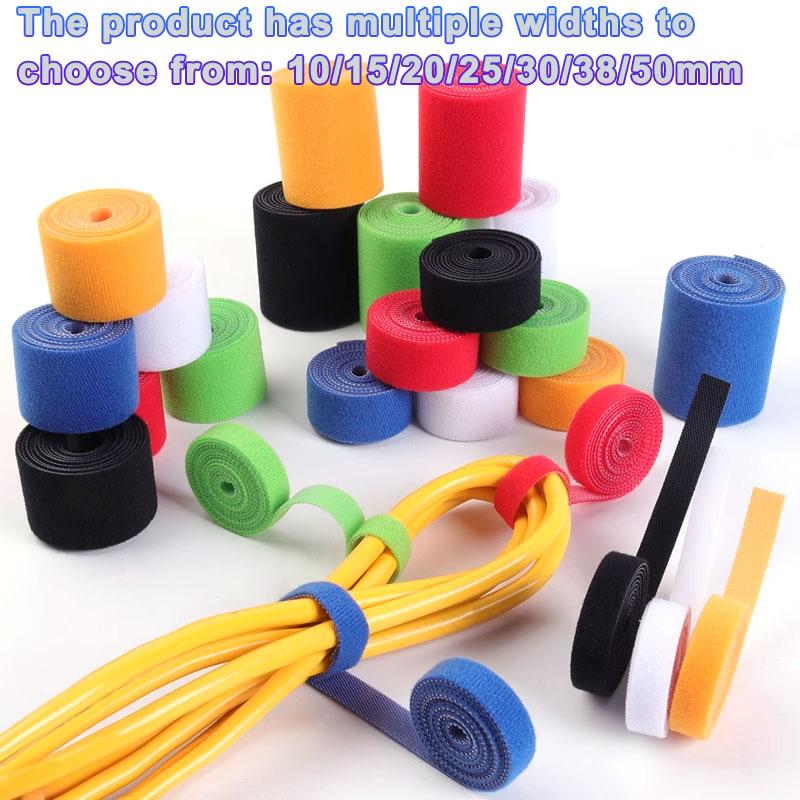1Meter Reusable Fastening Tape Cable Ties Wrap Double Sided Hook-and-Loop Cable Straps Management Tape Home Office Organizer