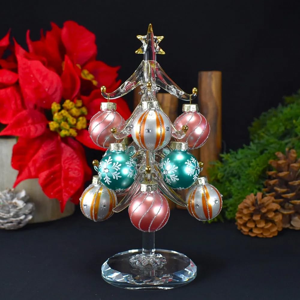 Four Cart Cute Handmade Glass Crafts [Pastel Tree] X 6-Piece Set