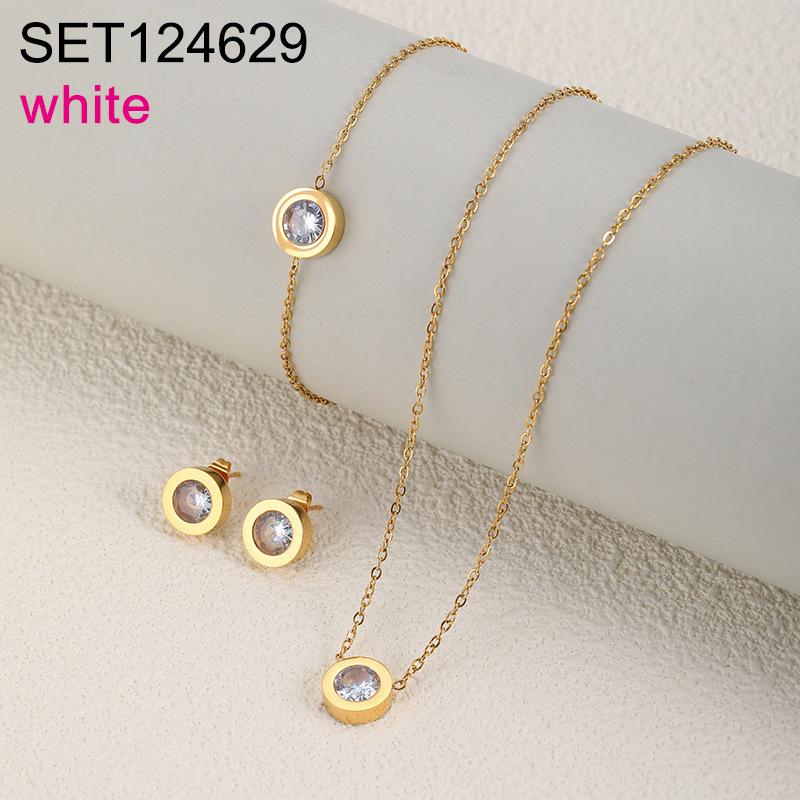 Elegant European Zirconium Titanium Jewelry Set - Necklace, Earrings & Bracelet