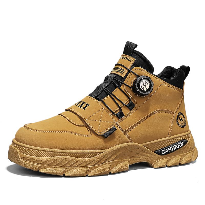 

Men s shoes 2025 winter new Martin boots men s rotating buckle casual outdoor tooling boots high-top trendy shoes 39 жёлтый