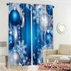 2pcs,Curtains Blue Silver Christmas Ornaments (2) Creative Chic Curtains Polyester Curtains Festive Decorative for Bedroom and