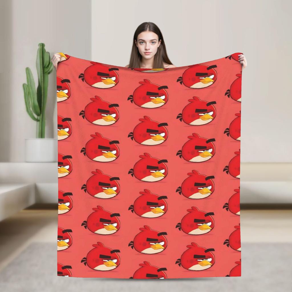 Coperta in Peluche Cartoon Angry Birds A-A per Bambine e Bambini Coperta Plaid in Flanella Morbida Qualità Personalizzata Copriletto Idea Regalo