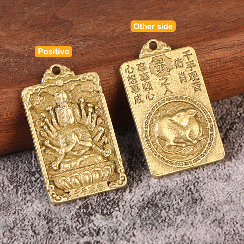 Chinese Zodiac God Pendant Double-Side Alloy Key Chain Pendant Accessories