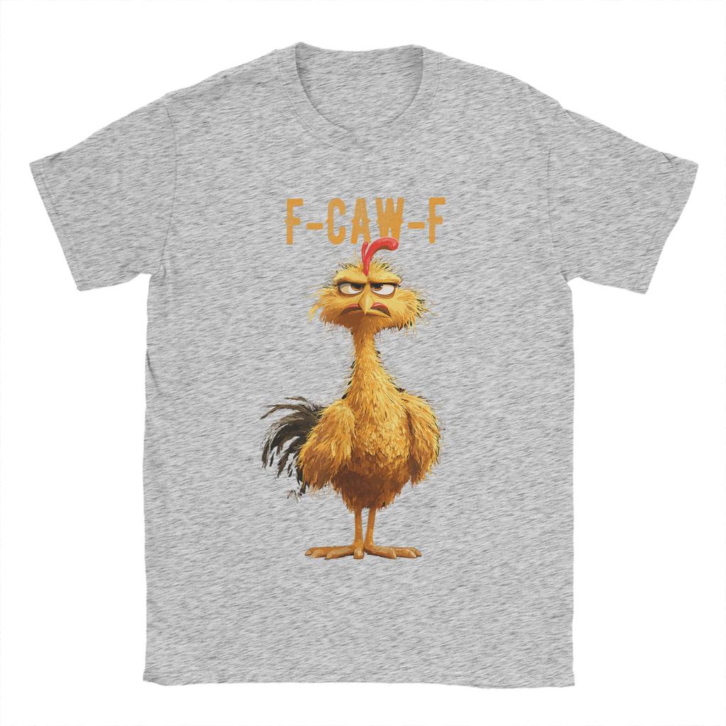 Funny F-Caw-F Chicken Meme Men T Shirts Dark Humor Unique Tee Shirt Short Sleeve Crewneck T-Shirts 100% Cotton Gift Clothing