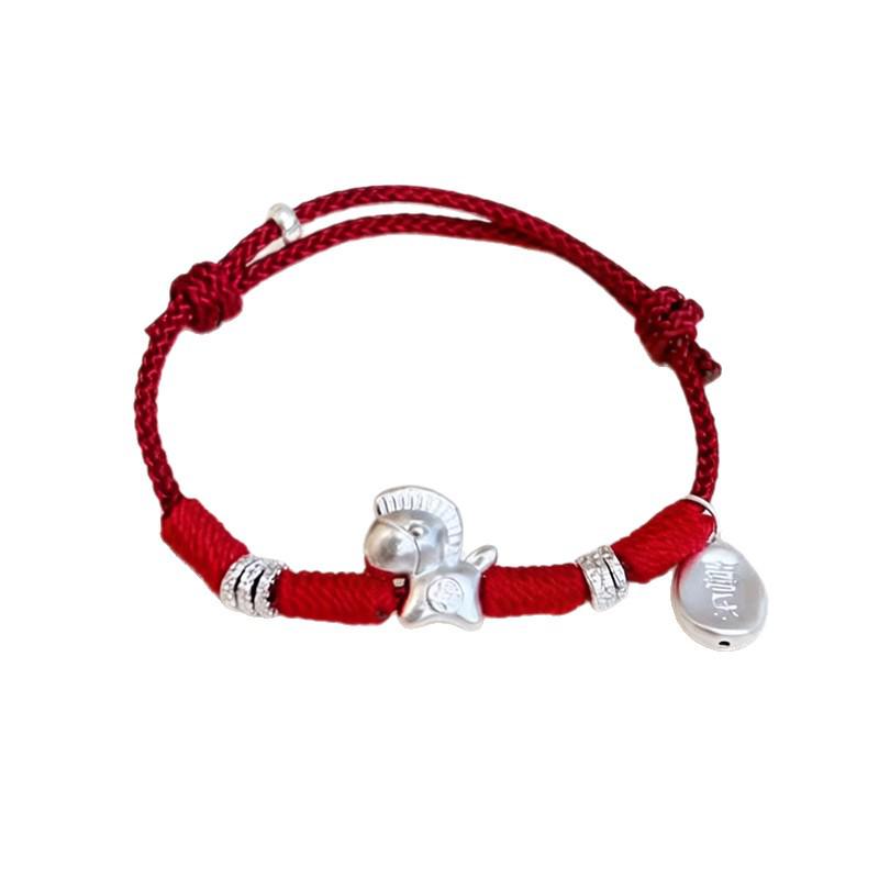 Sterling Silver Zodiac Horse Money Luck Bracelet with Ruyi Beads