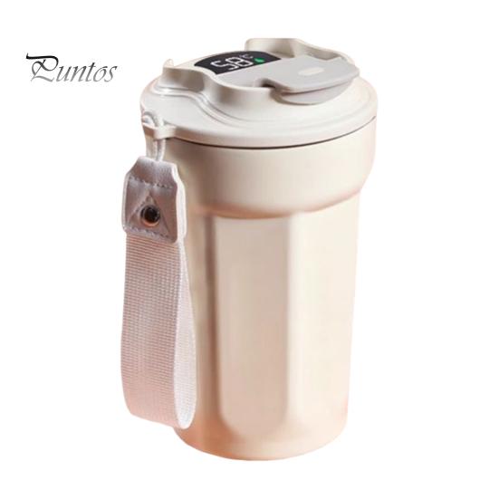 

Стакан из нержавеющей стали 450 мл с двойными стенками, вакуумной изоляцией, дорожная кружка для кофе с герметичной крышкой, многоразовая термокружка для горячих и холодных напитков, цифровая белый