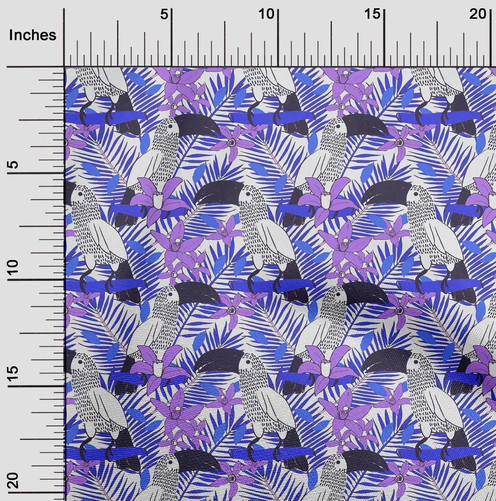 oneOone Bawełna Flex Aqua Niebieska Tkanina Tropikalny Kwiatowy z Ptakami DIY Odzież Tkanina do Quiltingu Tkanina z Nadrukiem na Metry 40 Cali
