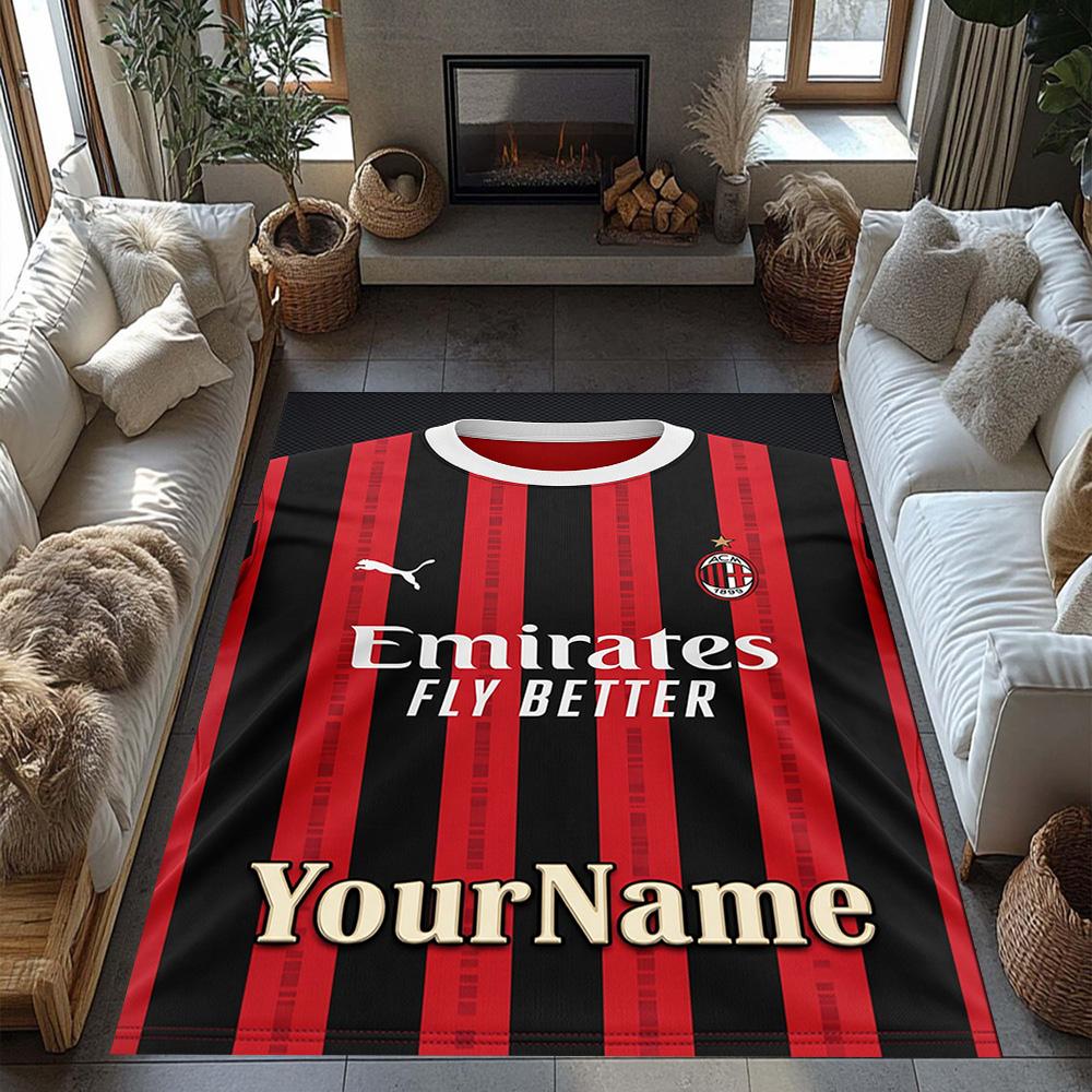 Ac Milan Customizable Name Floor Mat Suitable for Game Room Foyer Dormitory Dining Room Anti-slip Rug Decorate Offices