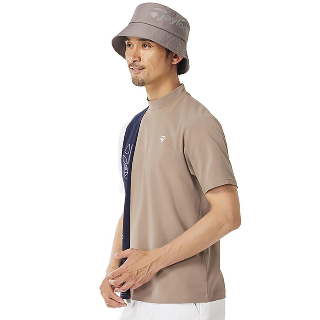 TaylorMade Men's Colorblock S/S Mock Shirt In Acid Brown (Size M) (FW 25 UN968)
