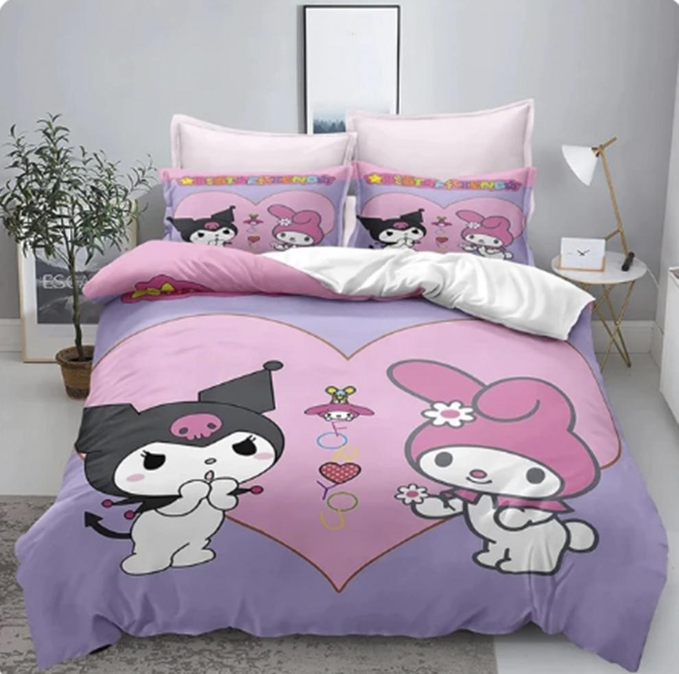 

Kuromi Printed Cartoon Quilt Cover For Children, Cute Sanrio, Soft, Customizable Bedding, Custom Made, Home, Bedroom 135x200cm