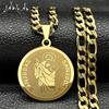 San Judas Tadeo Medal Pendant Necklace Religion Stainless Steel Hip Hop Chain Saint Jude Thaddeus Necklaces Jewelry Party Gift