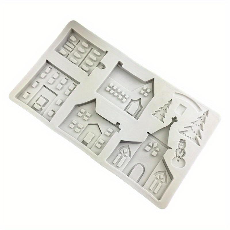 Silikon Kuchen Dekorierformen Set - Weihnachts-Kuchenspitzendekorationswerkzeuge für Schneemann-, Schloss-, Villa-Formen - Flexible Backformen für Dessert