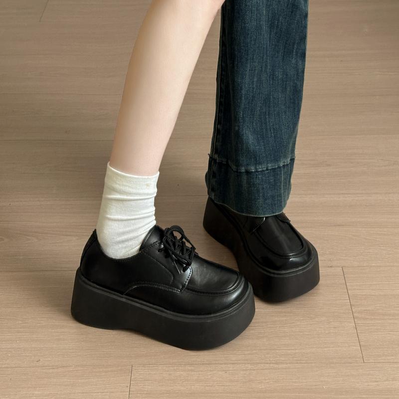 Модная Новая Удобная И Износостойкая Женская Обувь Весна И Осень Однотонная Шнуровка Круглый Носок Повседневная Обувь 35