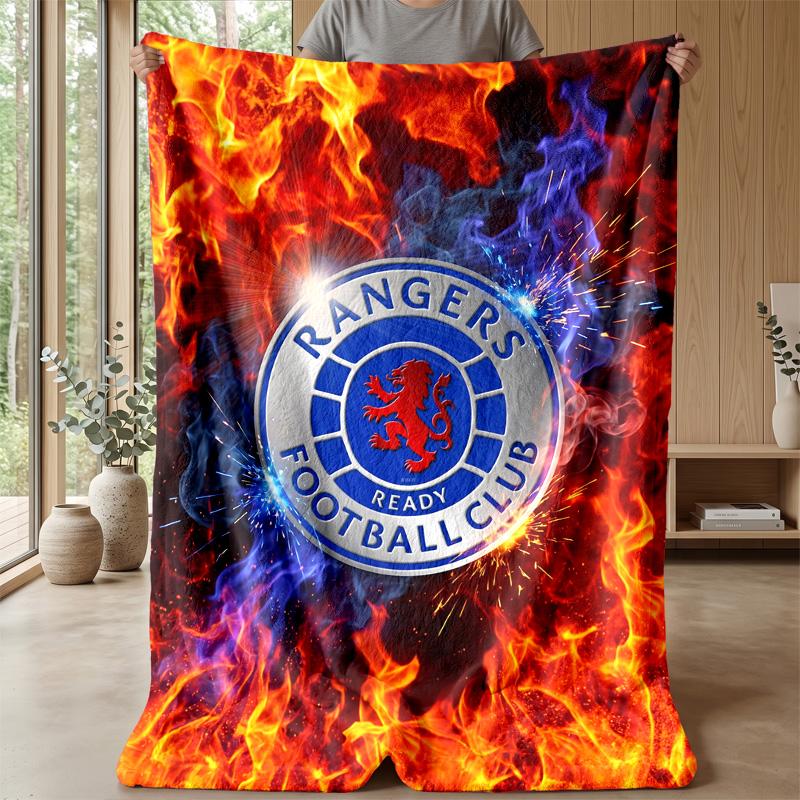 Rangers FC Morbida Coperta in Pile di Flanella Leggera Accogliente Calda Coperta da Lancio per Divano Letto Arredamento per la Casa