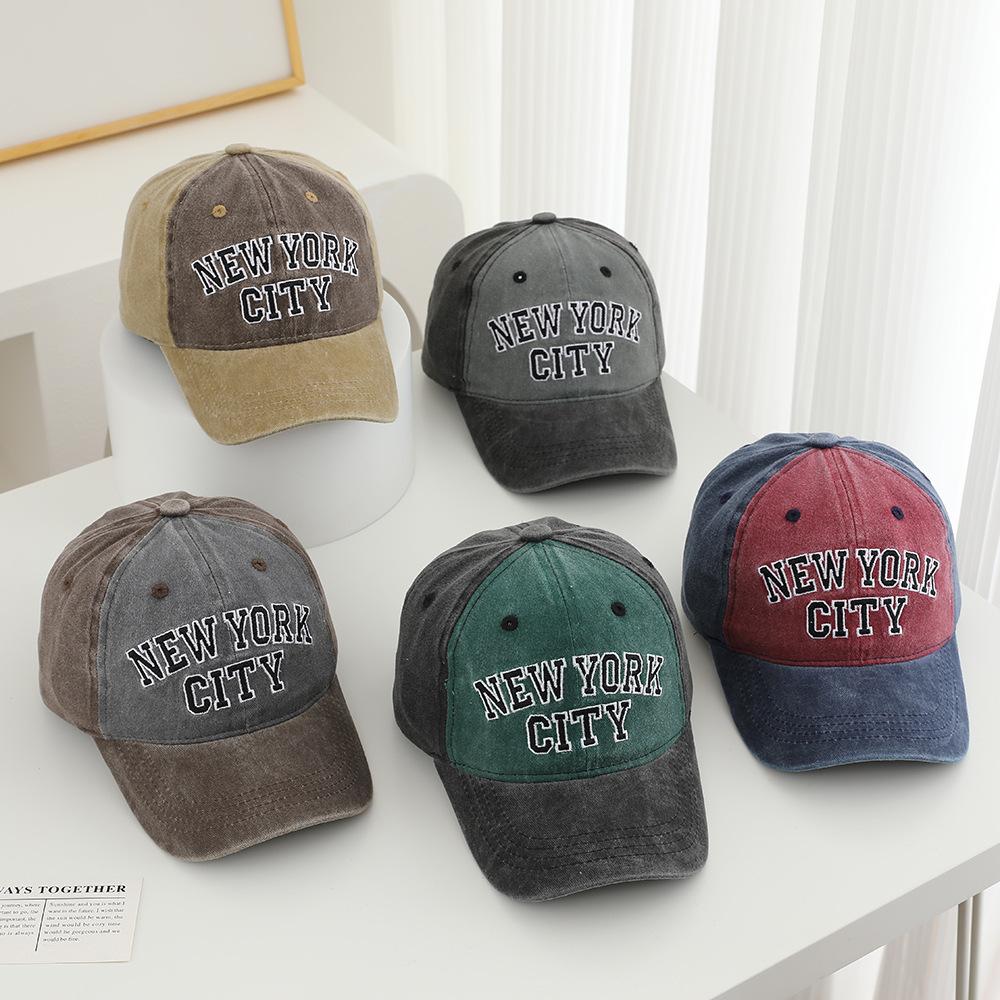 Spring And Autumn Children New York City Embroidered Hat Peaked Cap Washed Baseball Cap 3-8 Years