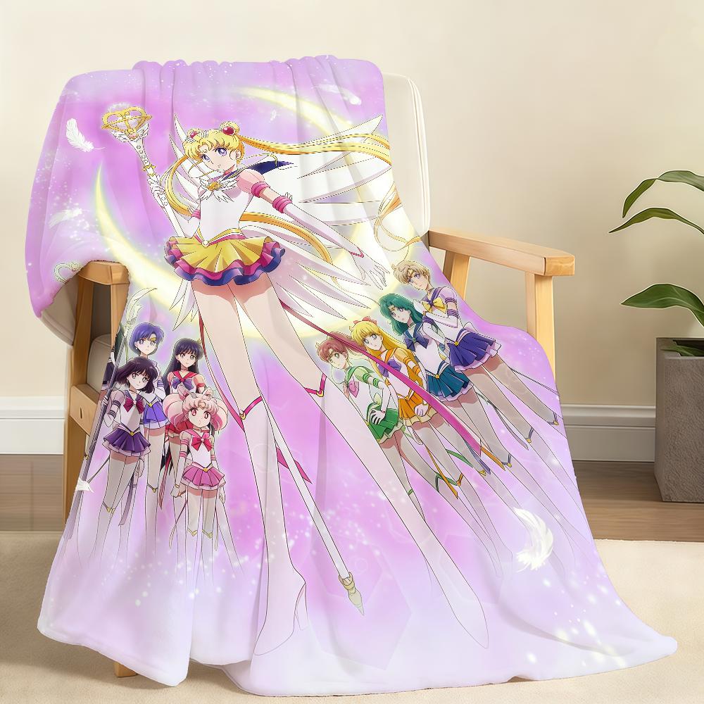 S-SailorS Anime M-MoonS Anime Blanket For Soft Throw Blanket for Picnic Bed Sofa Home Bedroom Cozy Warm Comfortable