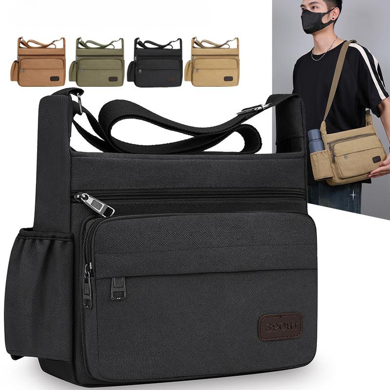 Herr Canvas Axelväskor Casual Tote Resa Crossbody-väska för män Lyxiga Messenger-väskor Mode Handväska av hög kvalitet