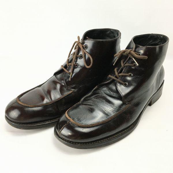 Vintage All Leather HUGO BOSS Chukka Boots Size 25.0 Made in Italy Dark Brown(USED)