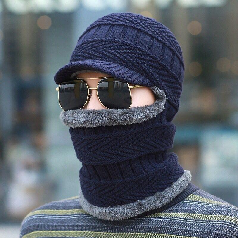 Hat men's winter tide cycling windproof ear protection wool knitted hat winter velvet cold protection warm cover hat