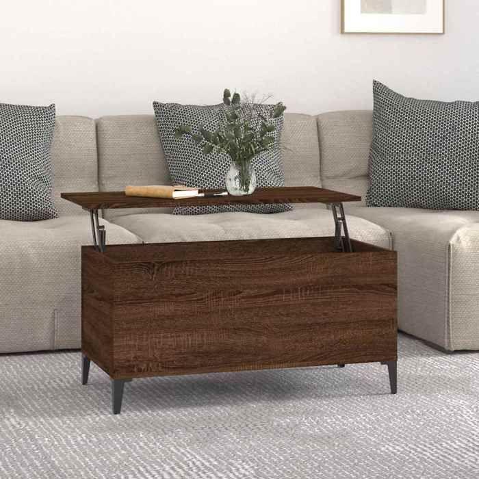 819595 vidaXL Coffee Table Brown Oak 90x44.5x45 Cm Engineered Wood
