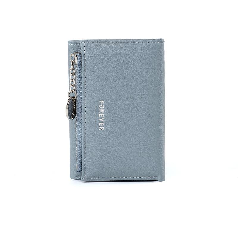 Chain Women Wallet 3 Folding Purse Leather Women Wallets Clutch Cards Holders Zipper Small Coin Pocket